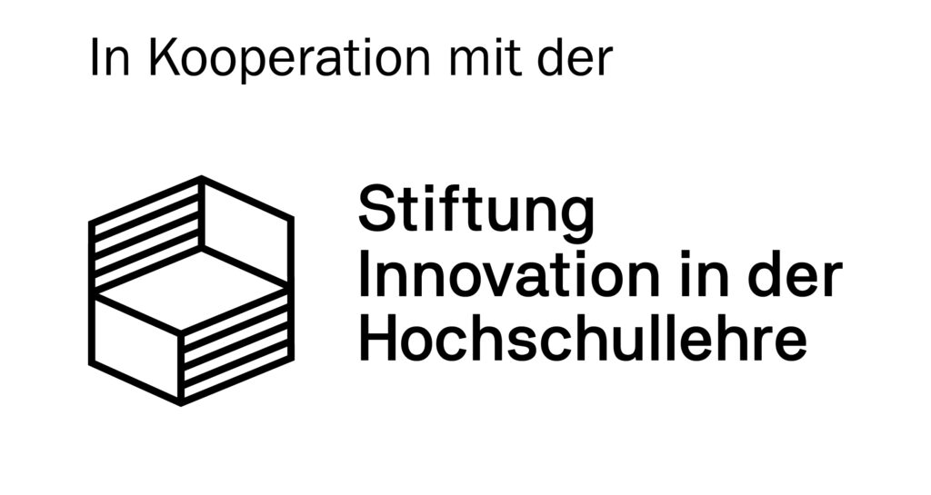 Logo der Stiftung Innovation in der Hochschullehre mit dem Textzusatz "In Kooperation mit der"